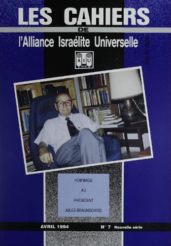 Les Cahiers de l'Alliance Israélite Universelle (Paix et Droit) (nouvelle série) N°07 (01 avr. 1994)
